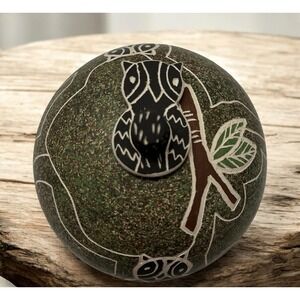 Mata Ortiz Pottery Gabriela Corona Owl Seed Pot Lid Folk Art Mexico Ceramic‎